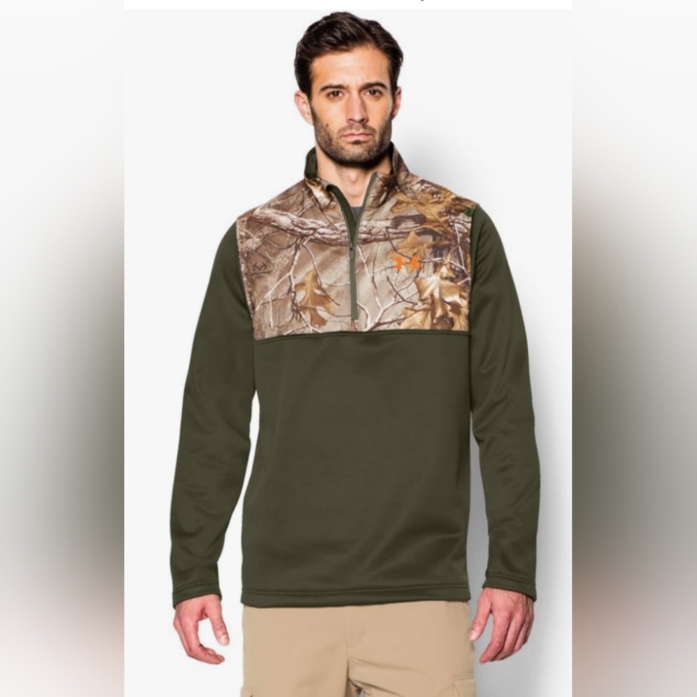 Under Armour Mens Caliber 1/4 Zip Greenhead sweater Sz med